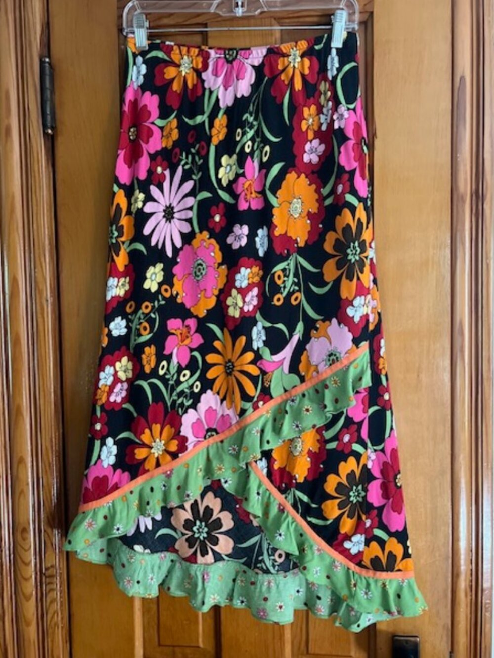 Vintage Bamboo Traders Tropical Floral Asymmetrical Midi/Maxi Skirt Woman's M